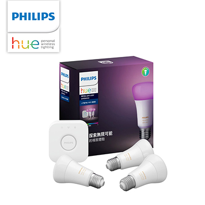 Philips 飛利浦 Hue 智慧照明 入門套件組 藍牙版燈泡+橋接器(PH002)-送雷蛇耳機+人體感應器